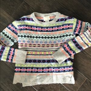 J. Crew crew cuts fair isle sweater 8 neon wool